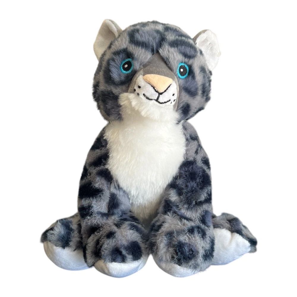 Noah’s Ark Animal Workshop Leopard Plush Blue Gray Stuffed Animal Back Pouch 10”